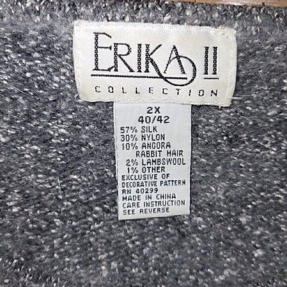 Erika II Collection Womens 2X Black Gray Long Sleeve Top Sweater Angora Blend - Picture 3 of 10